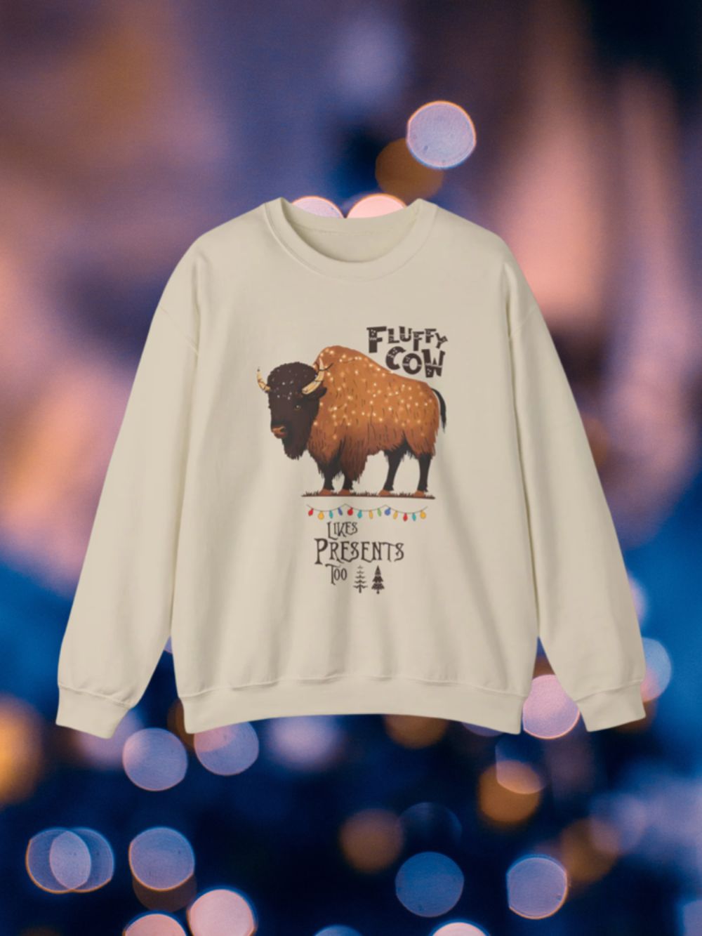 Fluffy Cow Christmas Sweatshirt