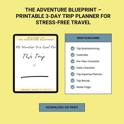 The Adventure Blueprint – Printable 3-Day Trip Planner for Stress-Free Travel